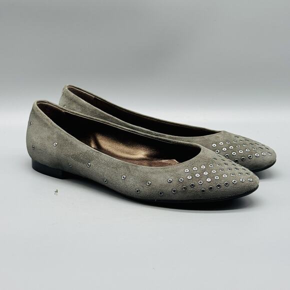 AGL Shoes Womens 7.5 Gray Suede Attilio Giusti Leombruni Ballet Flats Slip On - Picture 1 of 11